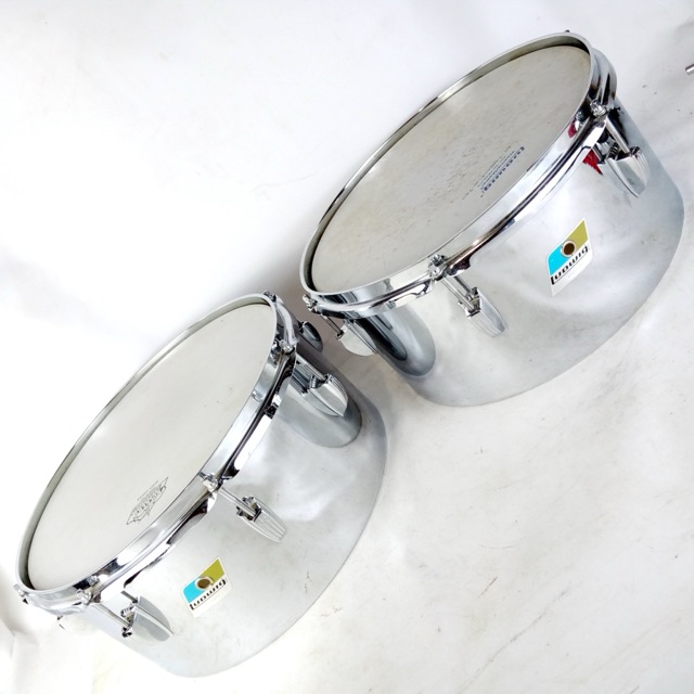 Ludwig Timbales 6.5x13",14" Chrome-Plated Steel Drums Vintage 70s Blue/Olive USA — main photograph