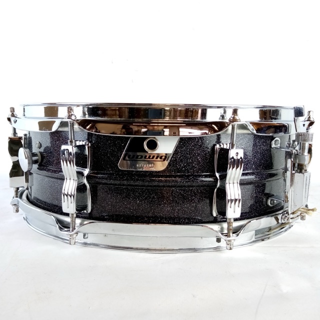 Ludwig 5x14"Black Galaxy Acrolite "Blackrolite" Snare Drum Aluminum Vintage 90s — main photograph