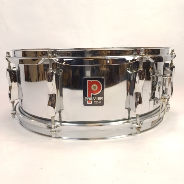Premier 14x5"Snare Drum Chrome Steel Model 1005 8Lug England Everplay Vintage70s — main photograph