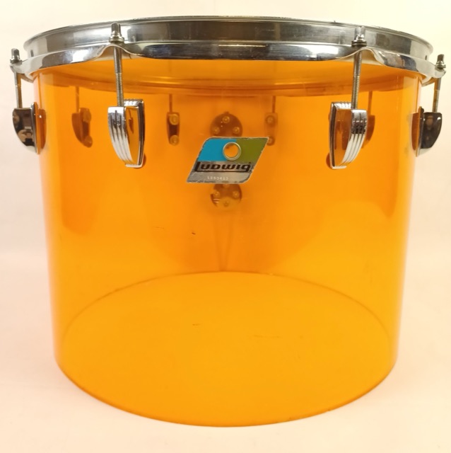 Ludwig 12x16" Amber Vistalite Concert Rack Tom Drum Vintage 70s Blue/Olive Floor — main photograph