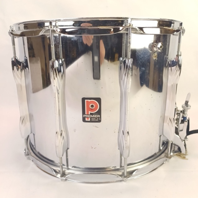 Premier 12x15" Snare Drum 6Ply Birch+Chrome Wrap Marching/Parade 10Lug — main photograph
