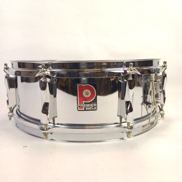 Premier 5x14"Snare Drum Chrome Steel Model 1005 8Lug England Everplay Vintage70s — main photograph