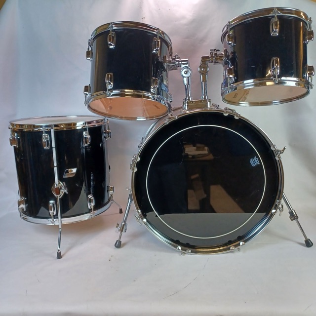 Ludwig 22,12,13,16 Rockers Drum Set 90s Vintage Black Cortex B/O Badges Bass/Tom — main photograph