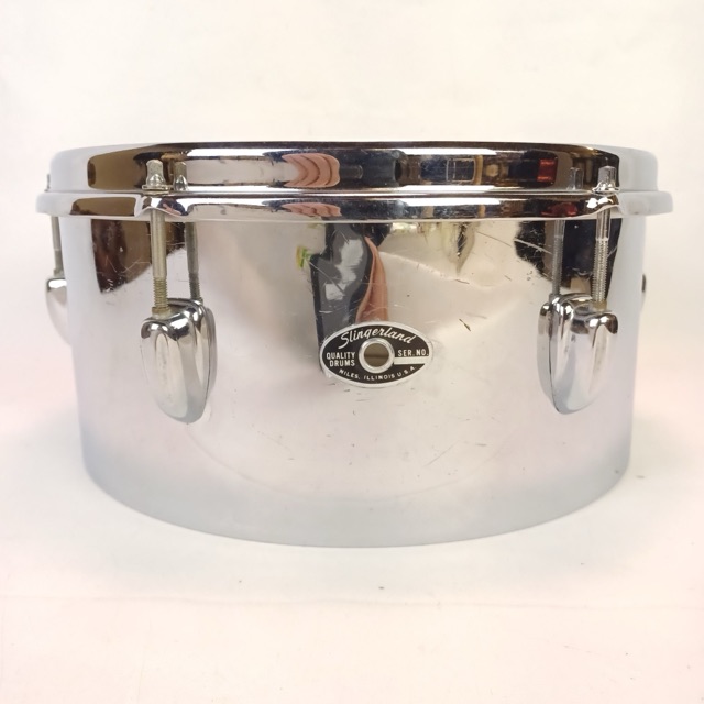 Slingerland 6x13"Timbale Drum Chrome-Brass COB Shell Stick-Saver Rim/Hoop 70s US — main photograph