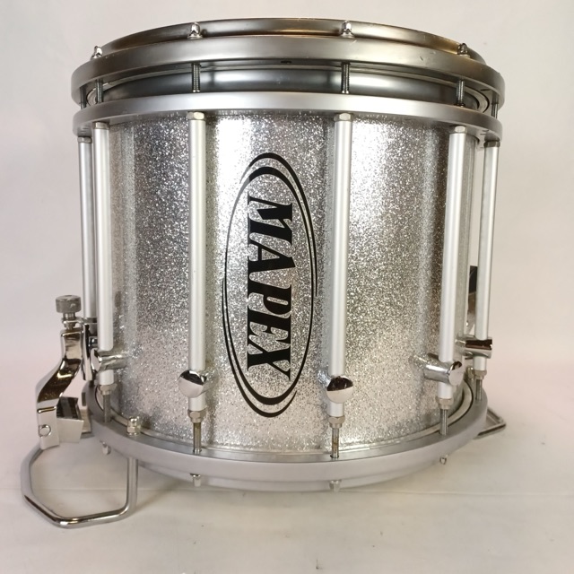 Mapex 12x14" Quantum Silver Sparkle Lacquer Marching Snare Drum Die-Cast +Cover — main photograph