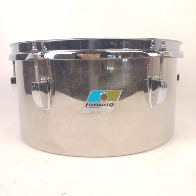 Ludwig Timbale 6.5x13"Chrome-Plated Steel Drum Vintage 70s Blue/Olive USA — main photograph