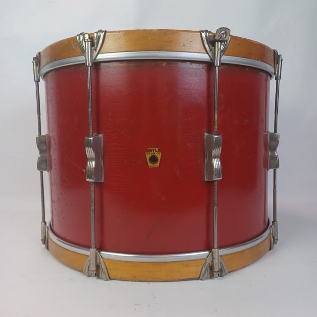 WFL Ludwig 12x17"Tenor Tom Drum Red Lacquer +Natural Maple Wood Hoops Vintage40s — main photograph