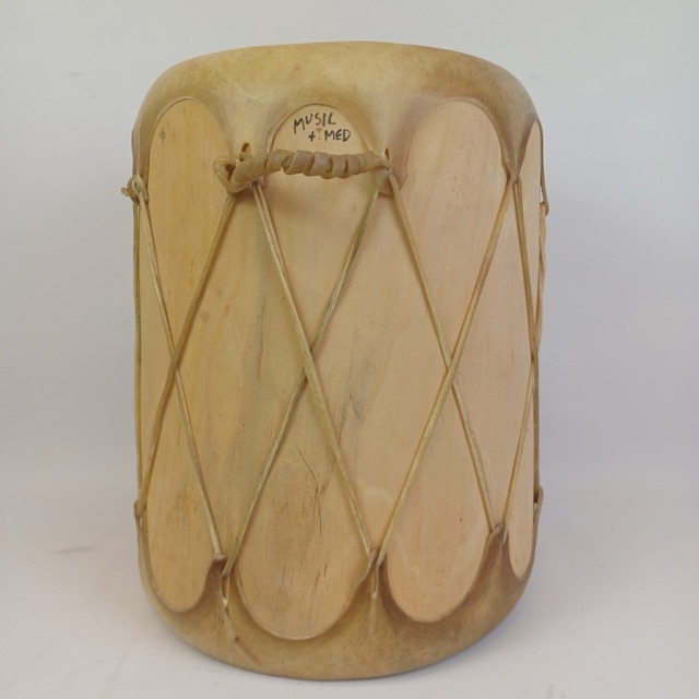 16x13"Hand Carved Log Drum Rawhide Medicine Shamanic Ritual Percussion Music+Med — main photograph