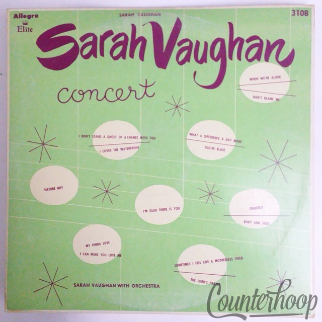 Sarah Vaughan – Sarah Vaughan Concert Mono Compilation Allegro Elite – 3108 VG — main photograph