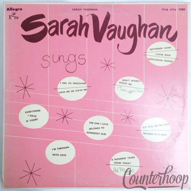 Sarah Vaughan – Sarah Vaughan Sings Mono Compilation Allegro Elite – 3080 VG/VG+ — main photograph