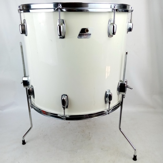 Ludwig 16x18"White Cortex Floor Tom Drum Vintage 80s Black/White Rocker 4Ply USA — main photograph