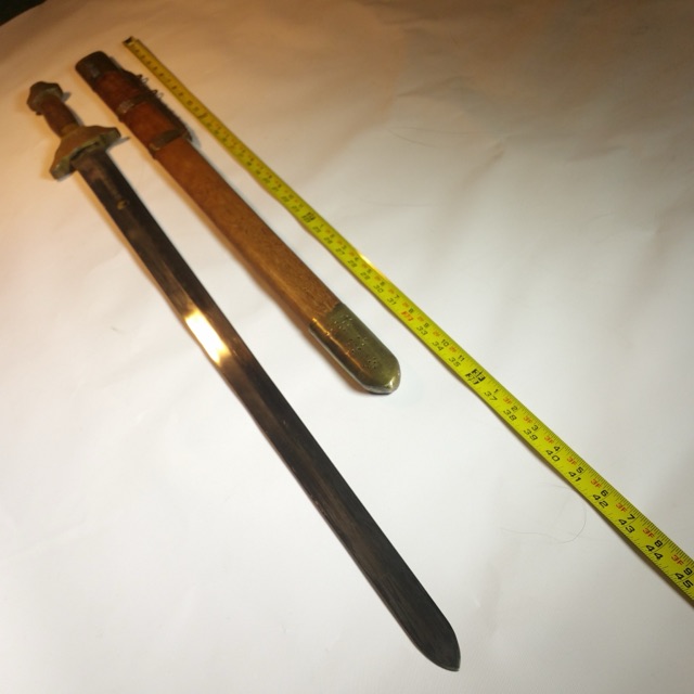 Tai Chi Combat Sword "Dragon Well" Blade Full Tang Vintage Steel+Wood Scabbard+ — main photograph