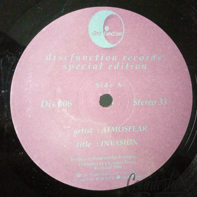 Atmosfear – Invasion 1998 UK Discfunction – DIS006 Disco,Dub,Deep House VG+ 1980 — main photograph