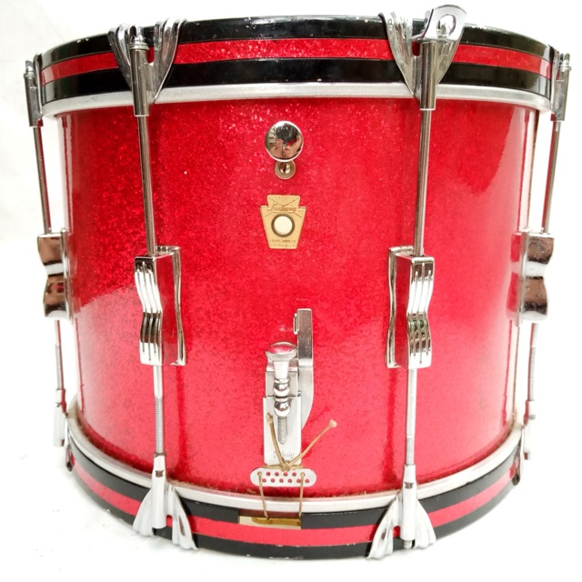 Ludwig 10x14"Red Sparkle Snare Drum Vintage 60s Wood Hoops Marching/Parade CLEAN — main photograph