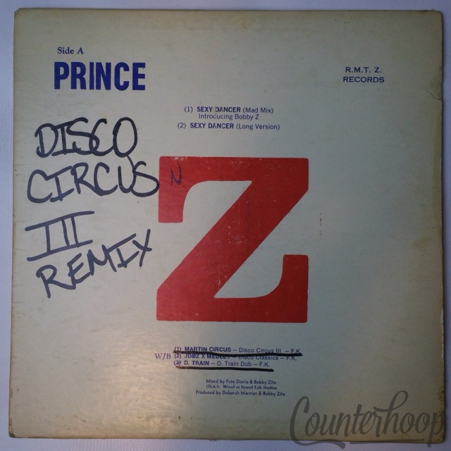Prince Rare"Z"12"Sexy Dancer Bobby-Z Mix+Long Version/Martin Circus/D.Train RMTZ — main photograph
