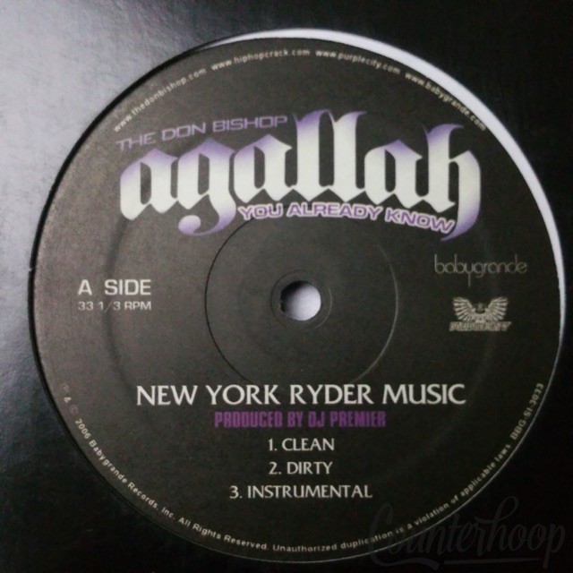 Agallah – New York Ryder Music / Ride Out (O.G.G.G.) 8-Off/DJ Premier/Alchemist — main photograph