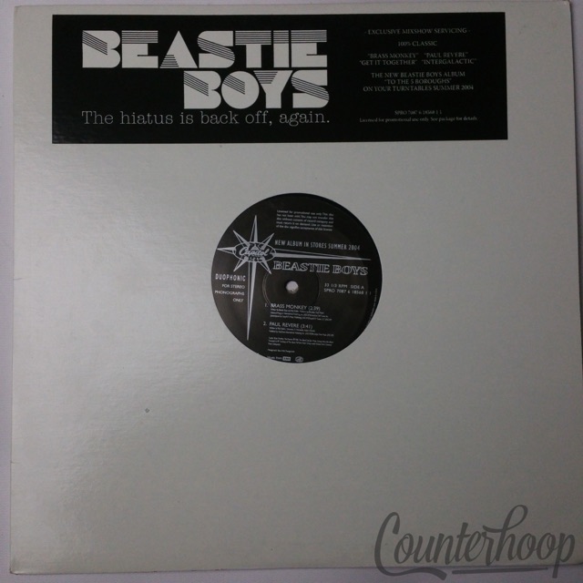 Beastie Boys – The Hiatus Is Back Off, Again. 2004 12" Promo Capitol Records NM — main photograph
