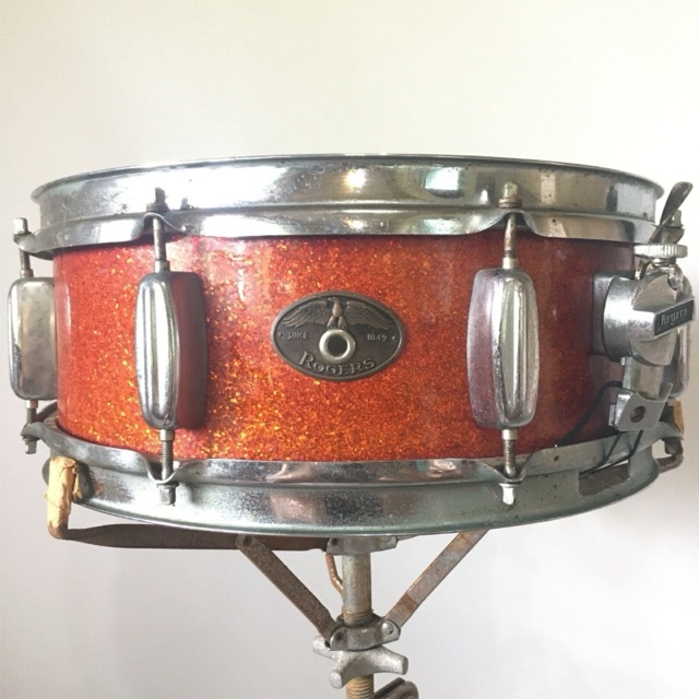 Rogers Holiday Snare Drum14x5"Red Sparkle Eagle Badge Vintage 50s Jasper Maple* — main photograph