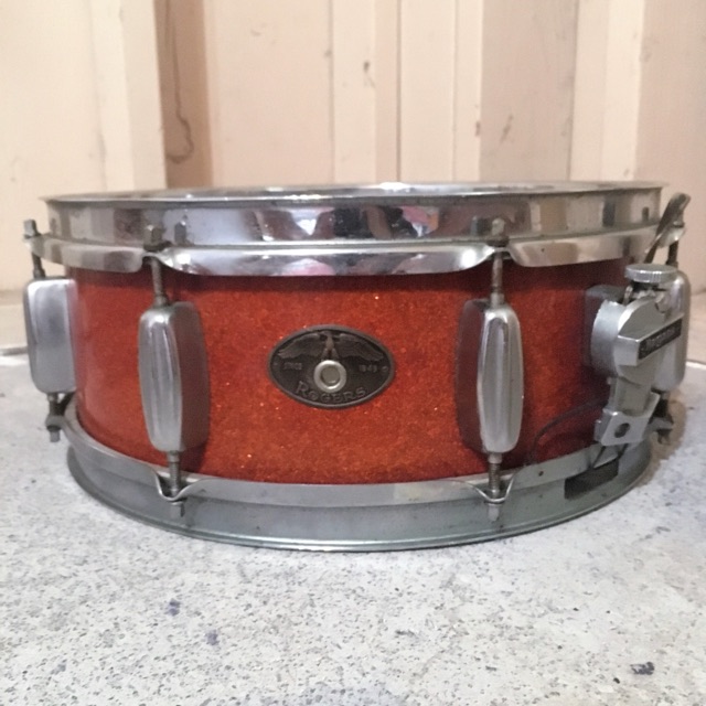 Rogers Holiday Snare Drum14x5"Red Sparkle Eagle Badge Vintage 50s Jasper Maple* — main photograph