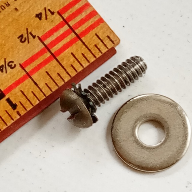 Leedy 5/8"10-24 Screw for Beavertail Lug +Star +Nickel-Steel Washers Vintage 40s — main photograph