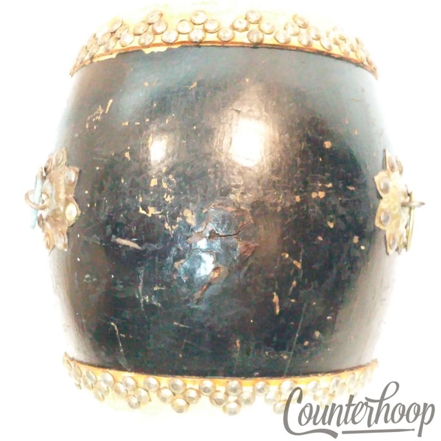 Leedy Chinese Pre-Tom Drum 7"x10.5" Tacked Pig-Skin Black Lacquer Vintage 20s* — main photograph