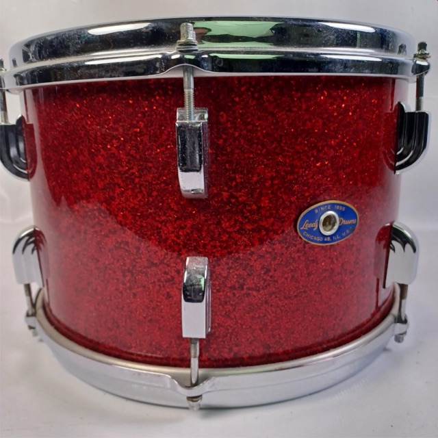 Leedy 8x12" Rack Tom Drum Red Sparkle Vintage 60s Slingerland Af.Mahogany/Brass — main photograph