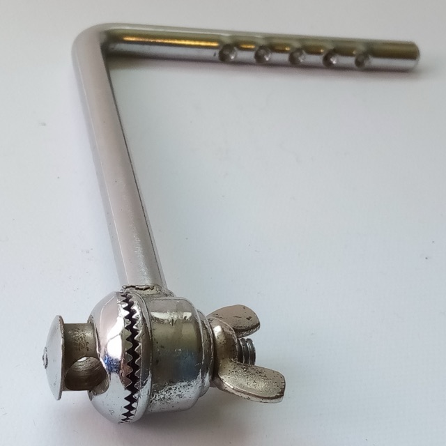 Premier Bass Drum Cymbal L-Arm 3/8"Rod+Ratchet 5/16"Receiver Chrome Vintage 60s — main photograph