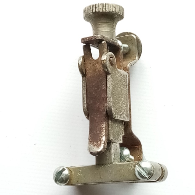 Duplex Snare Drum Throw-Off/Strainer Vintage 1930s 1 5/8"Vertical 2-Hole Nickel — main photograph