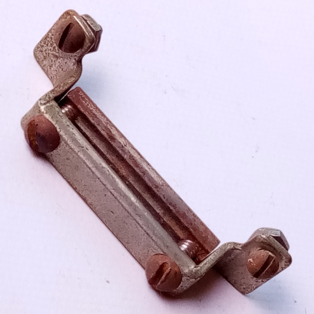 Ludwig 1 7/8"Snare Drum Butt Plate Half-Circle Clamp-Bar Nickel Vintage30s Leedy — main photograph