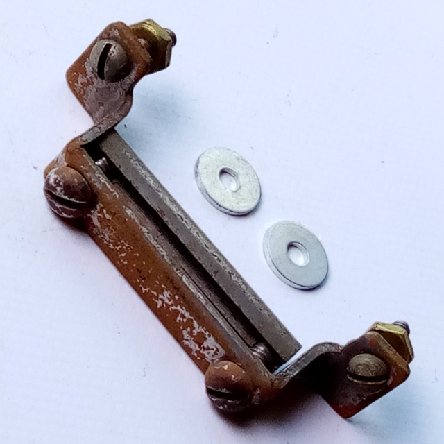 Leedy 1910 1 7/8"Snare Drum Butt Plate Half-Circle Clamp-Bar Nickel Indianapolis — main photograph