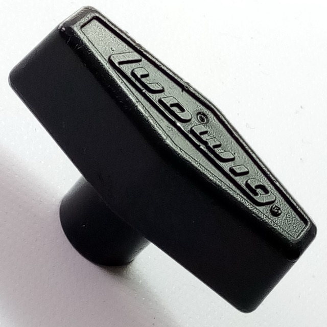 Ludwig 1/4"-20tpi Wing Nut Hercules Black Plastic-Tip T-Handle Knob Vintage 70s — main photograph