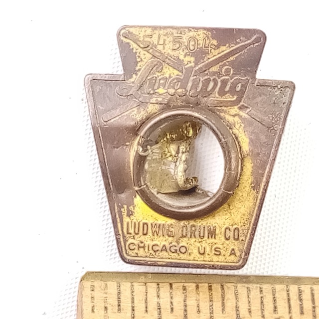Ludwig #54504 Keystone Badge 1964 Brass Vintage Snare/Tom/Bass Drum +OG Grommet — main photograph