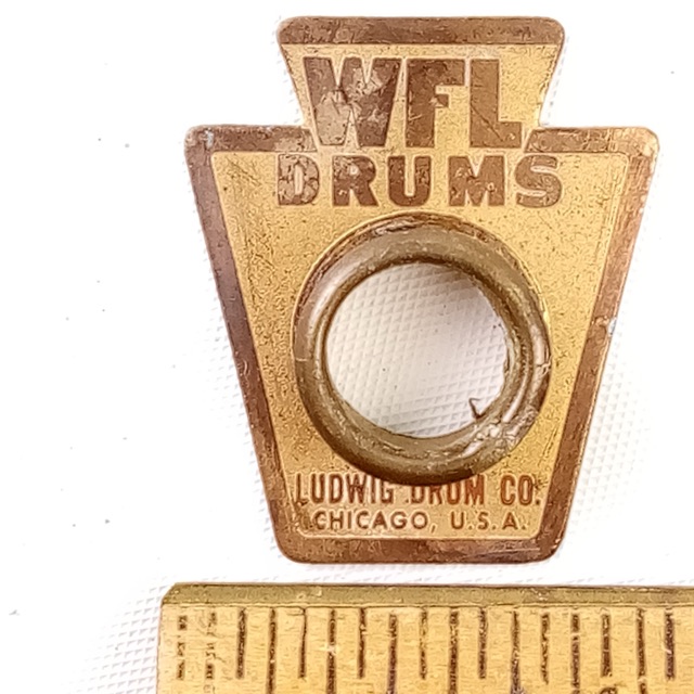WFL Drums Brass Keystone Badge Ludwig Vintage 50s 1955-1958 Chicago +OG Grommet — main photograph