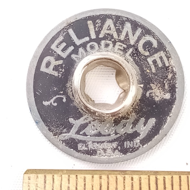 Leedy Reliance Model Badge Elkhart, IND USA Vintage30s Black/Aluminum+OG Grommet — main photograph