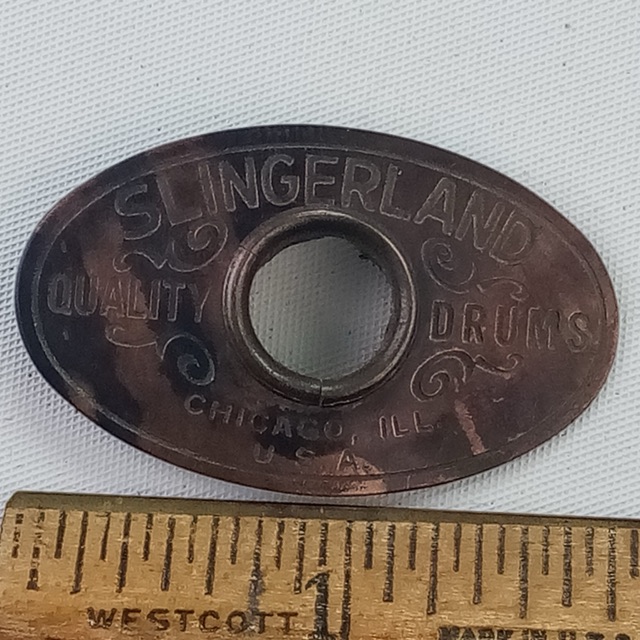Slingerland 1950-53 Brass/Tan Oval Badge Chicago 50s Snare/Bass Drum +OG Grommet — main photograph