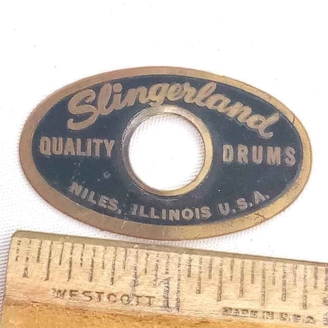 Slingerland Niles Black/Brass Pre-Serial 1961-2 Badge Snare/Bass Drum Sound King — main photograph