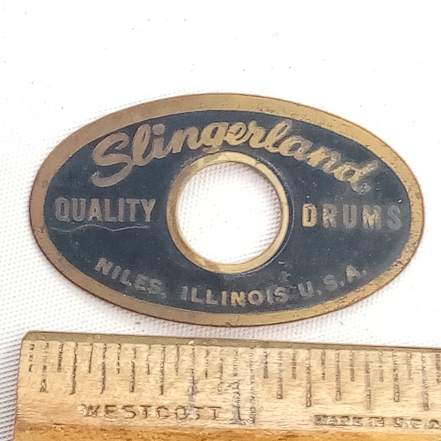 Slingerland Niles Black/Brass 1961-2 Pre-Serial Badge Snare/Bass Drum Sound King — main photograph