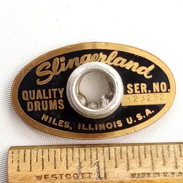 Slingerland Niles Black/Brass'66 #123232 Badge Snare/Bass/Tom Drum +Alum Grommet — main photograph