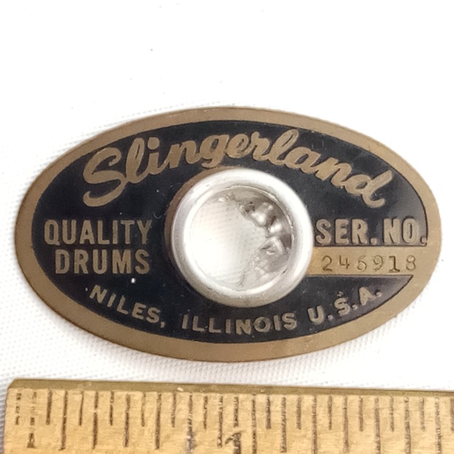 Slingerland Niles Black/Brass'69 #246918 Badge Snare/Bass/Tom Drum +Alum Grommet — main photograph