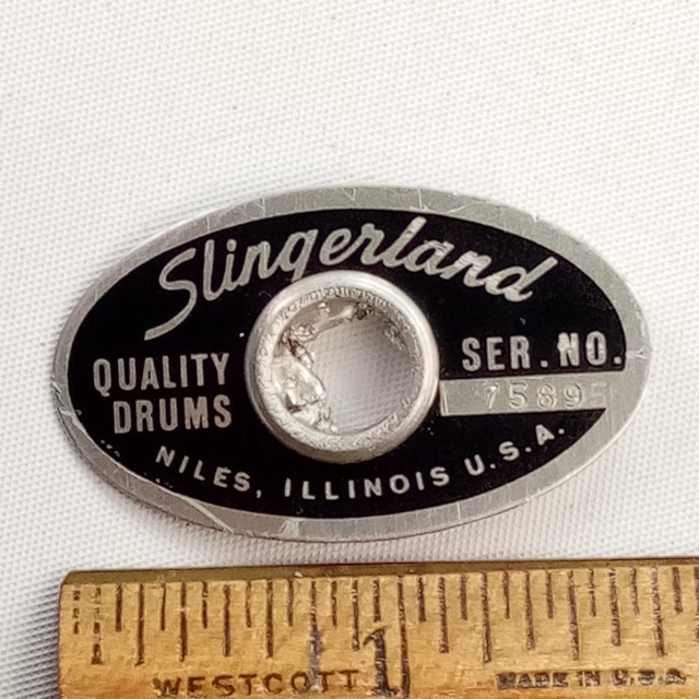 Slingerland Niles Black/Silver'71 #75895 Badge Snare/Bass/Tom Drum +Alum Grommet — main photograph