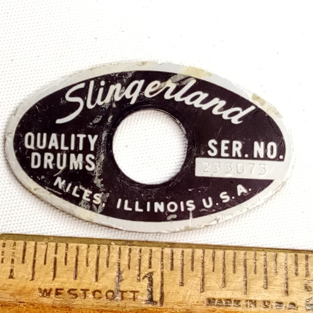 Slingerland Niles Black/Silver '74 #233073 Badge Snare/Bass/Tom Drum Vintage USA — main photograph