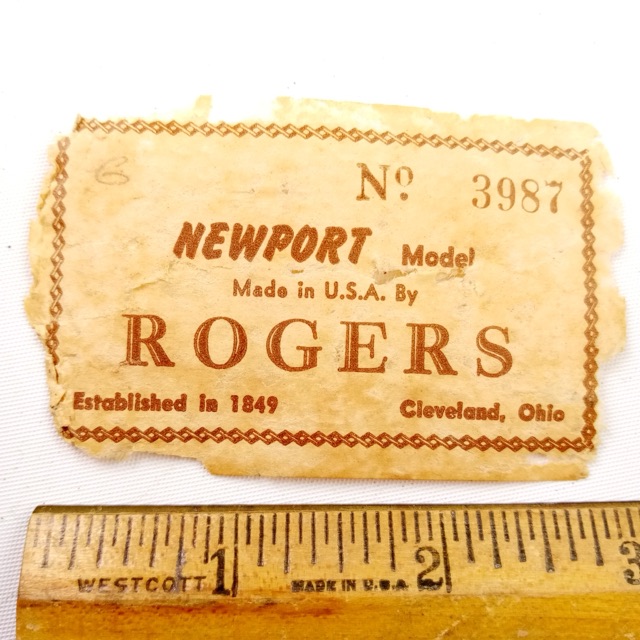 Rogers Newport Model Interior Paper Label Tag#3987 Cleveland Marching Snare Drum — main photograph