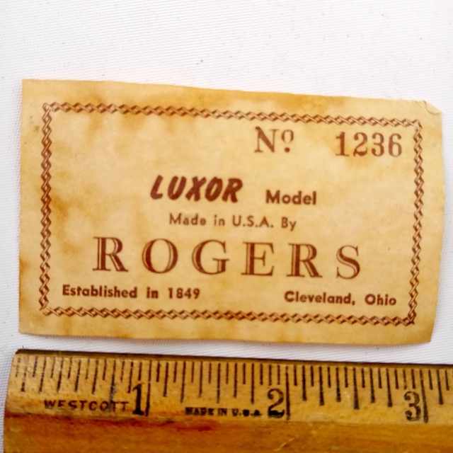 Rogers Luxor Model Interior Paper Label Tag#1236 Cleveland,OH USA Snare Drum 60s — main photograph