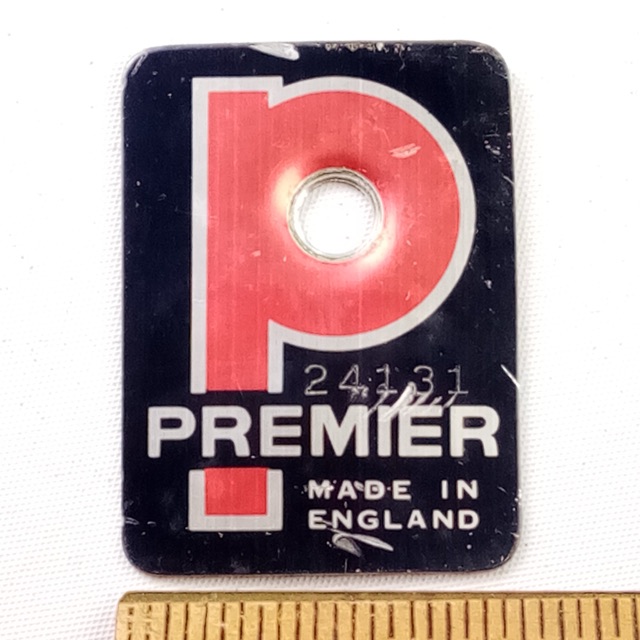 Premier Serial#24131 Badge Made In England Bass/Snare/Tom Drum Vintage70s UK Tag — main photograph