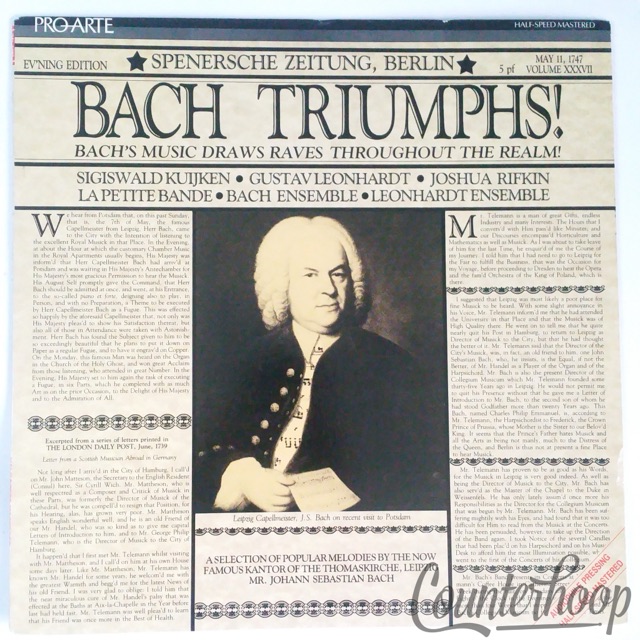 Sigiswald Kuijken/Gustav Leonhardt/Joshua Rifkin/La Petite Bande-Bach Triumphs! — main photograph