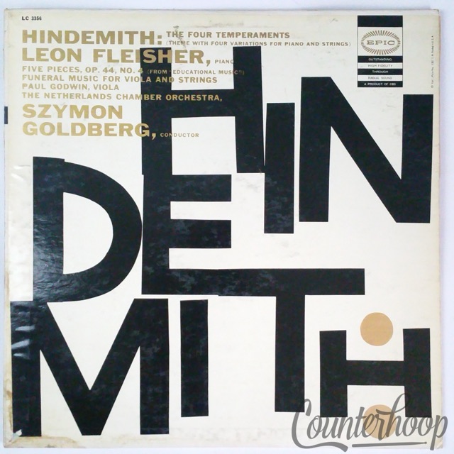Hindemith-The Four Temperaments / Five Pieces / Funeral Music VG++1956 Epic Mono — main photograph