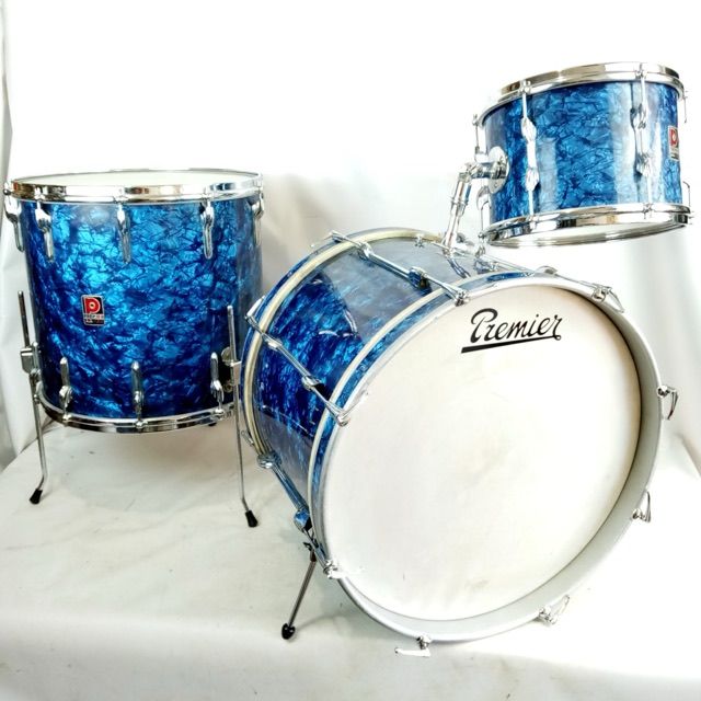 Premier 20,12,16" Blue Pearl Drum Set 3Ply Birch+Die-Cast-Rims+OG EverPlay Heads — main photograph
