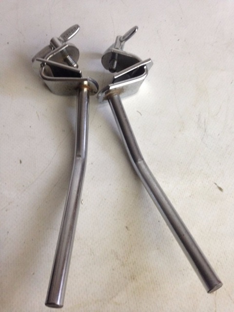 Rogers Bass Drum Clamp-On Spurs Set (2) Chrome Holiday Cleveland Vintage 60s* — main photograph
