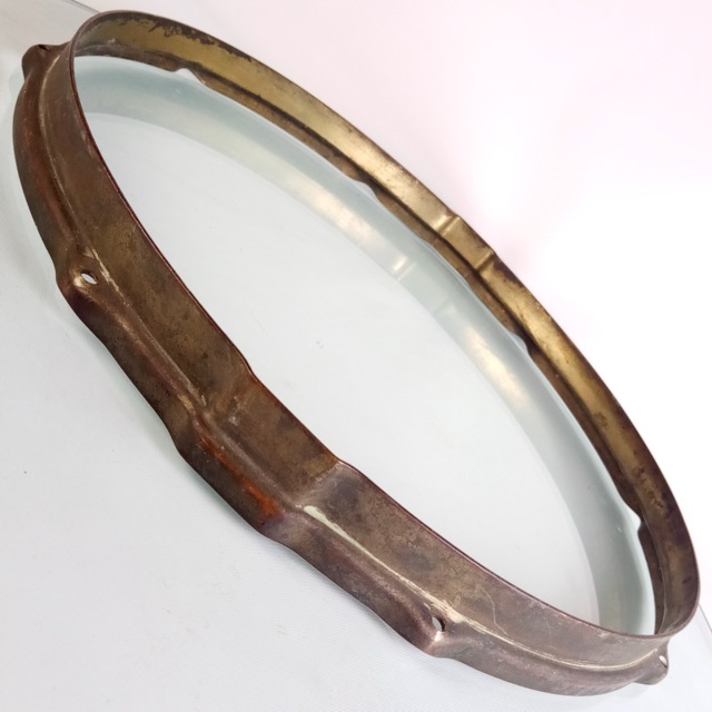 Leedy 14"Black Elite Knobby Gold Indianapolis Snare Drum Resonant Rim/Hoop Brass — main photograph