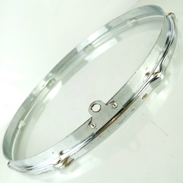 Leedy 15" Double-Flange COB Snare/Tom Drum Batter Rim/Hoop Chrome-Brass Marching — main photograph